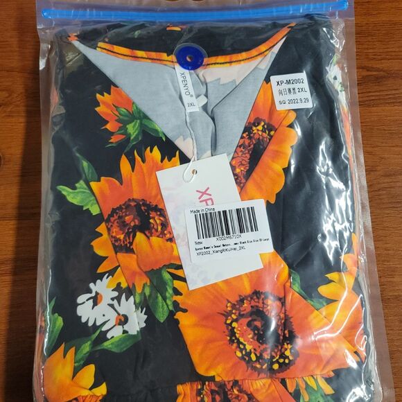 Women's Maternity Casual Floral Print Maxi Dress, Long Sleeve, V Neck US Sz 8 - Picture 4 of 5